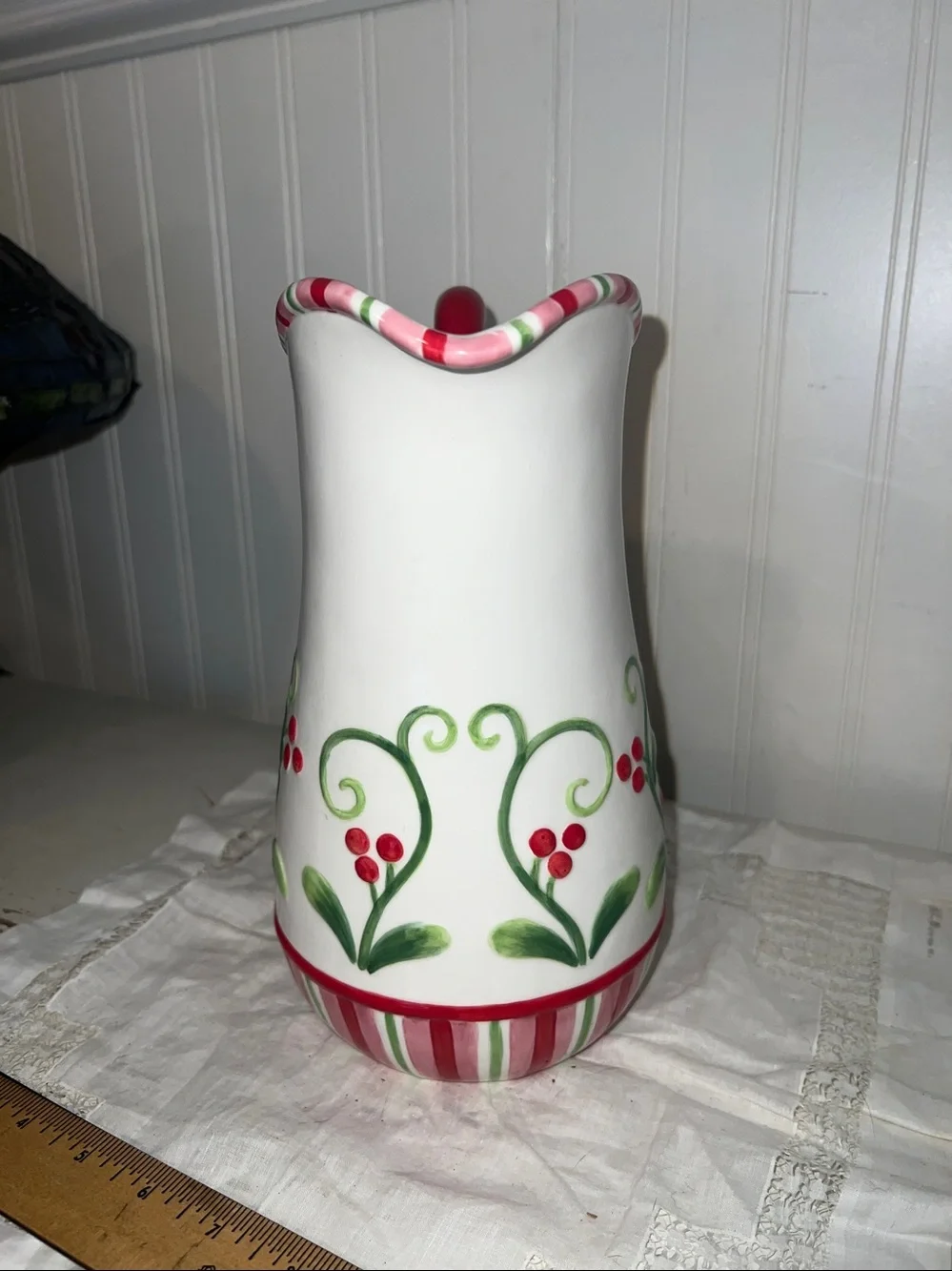 Fitz Floyd Mingle Jingle be merry porcelain water pitcher